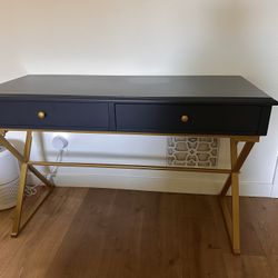 Desk Navy Blue with Gold Legs