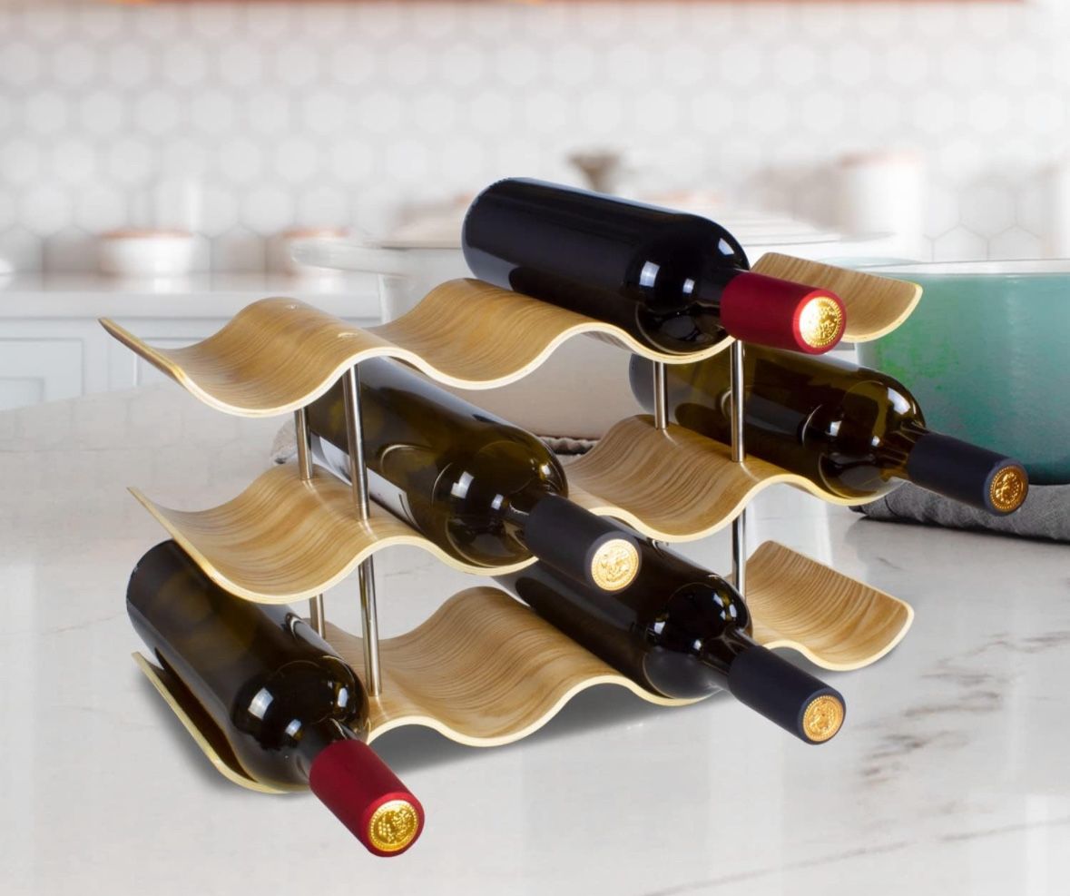 Over Counter Wine Wood Shelves For 12 Bottles