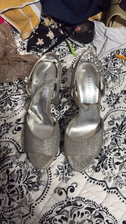 Glitter Silver heels size 8
