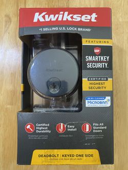 Kwikset Deadbolt Keyed One Side. Matte Black