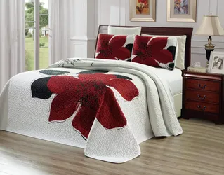 Grand Linen 3-Piece Oversize (100" X 95") Quilt Set Reversible Bedspread Coverlet Full/Queen