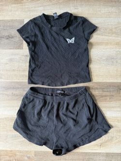 Butterfly Crop Top And Shorts Set 