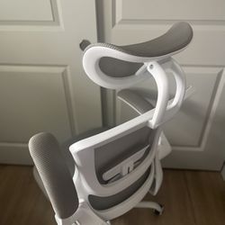 Grey Ergonomic Office Desk Chair Mesh High Back Flip Up Arms And Headrest Adjustable Back 