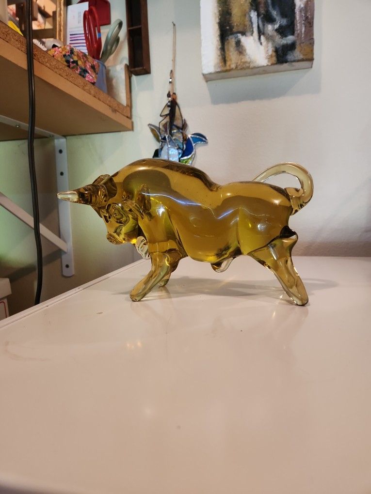 Vintage Bull Glass Figurine Murano