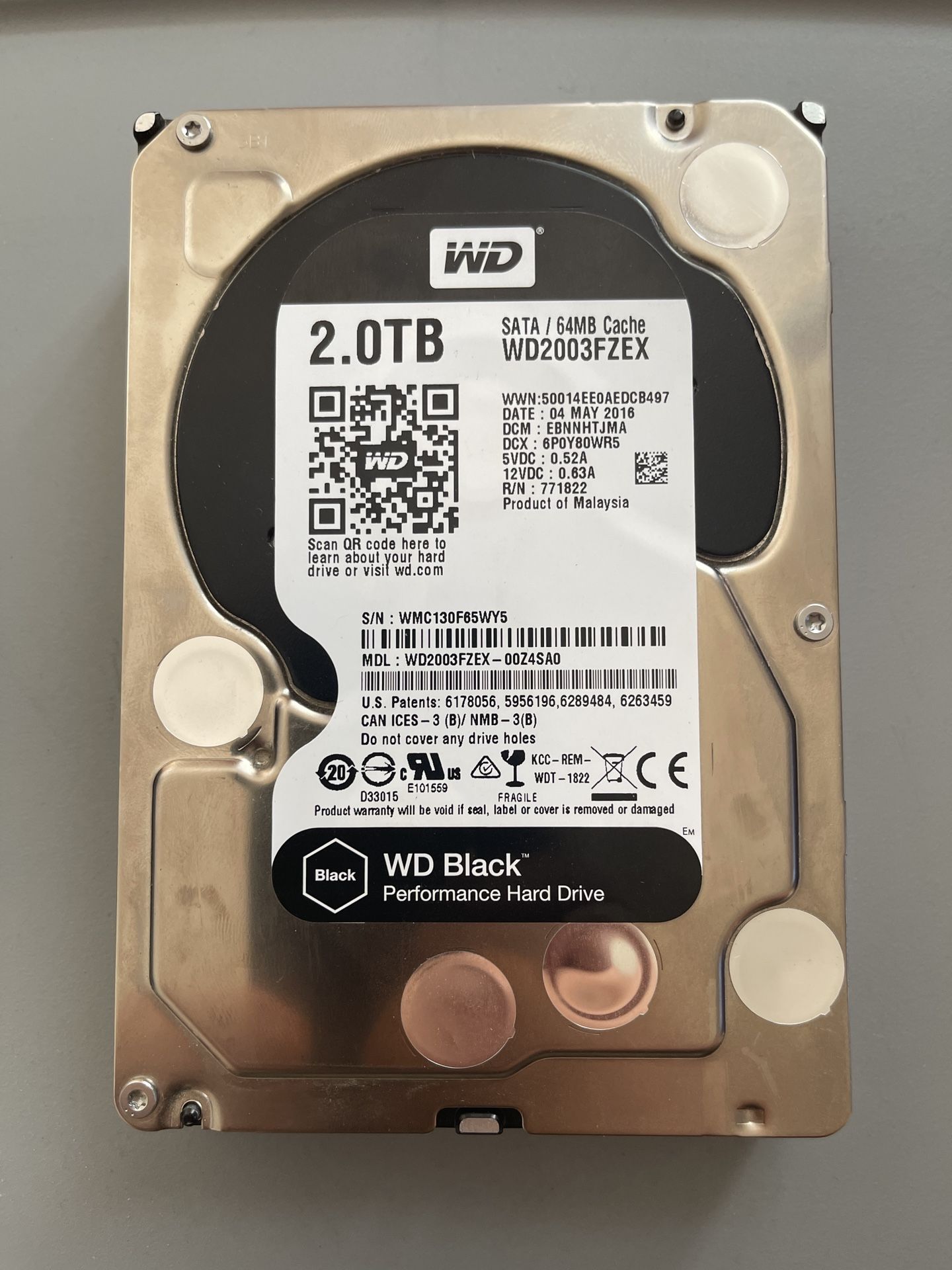 Western Digital Black Performance 2TB Internal 7200RPM 3.5” (WD2003FZEX) HDD