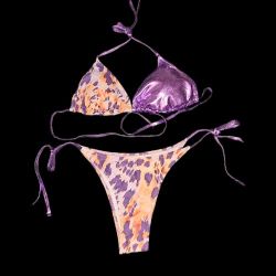 New 2-piece Metallic Animal Print Bikini Swimsuit Set 