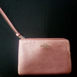 Coach small wristlet pink shimmer
