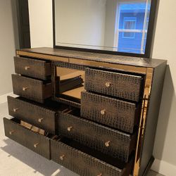 Leather Dresser with end table