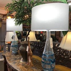 Lamps Set Of 2... Art Glass Indigo Located at Bell Road & 28th street.   Another Time Around Furniture 