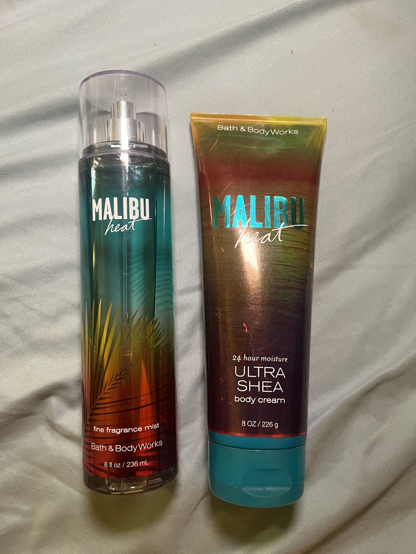 bath & body works malibu heat body spray & body cream
