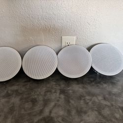 4 Pyle PDICBT852RD 8 Inch 250 Watt Bluetooth In Ceiling Wall 2 Way Flush Mount Home Indoor Stereo Speakers System Pair, White
