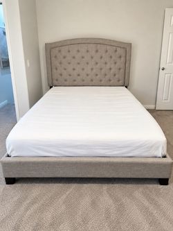 Queen Upholstered Tufted Bed Frame includes Mattress
