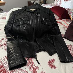 Michael Kors Black Leather Jacket Size Small 