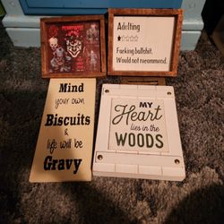 4 Wooden Signs