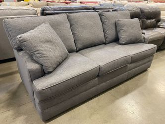 Heathered Grey 3 Seat High Back Sofa with Dark Wooden Feet