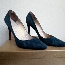 Christian Louboutin Pigalle 100mm - Blue Suede - Size 39.5