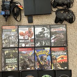 PlayStation 2 Console, Controllers, Cables, Games & Memory Card