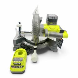 RYOBI 18V ONE+ 7-1/4” Miter Saw Kit 4Ah Battery Charger T1