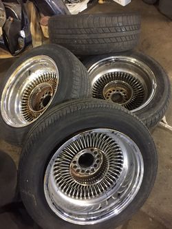 15 inch 5 lug universal wire wheels . No bends or cracks