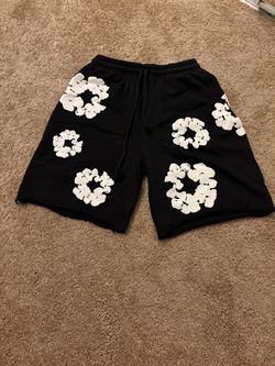 Denim tear shorts, black and white