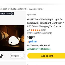 Baby Whale Night Light 