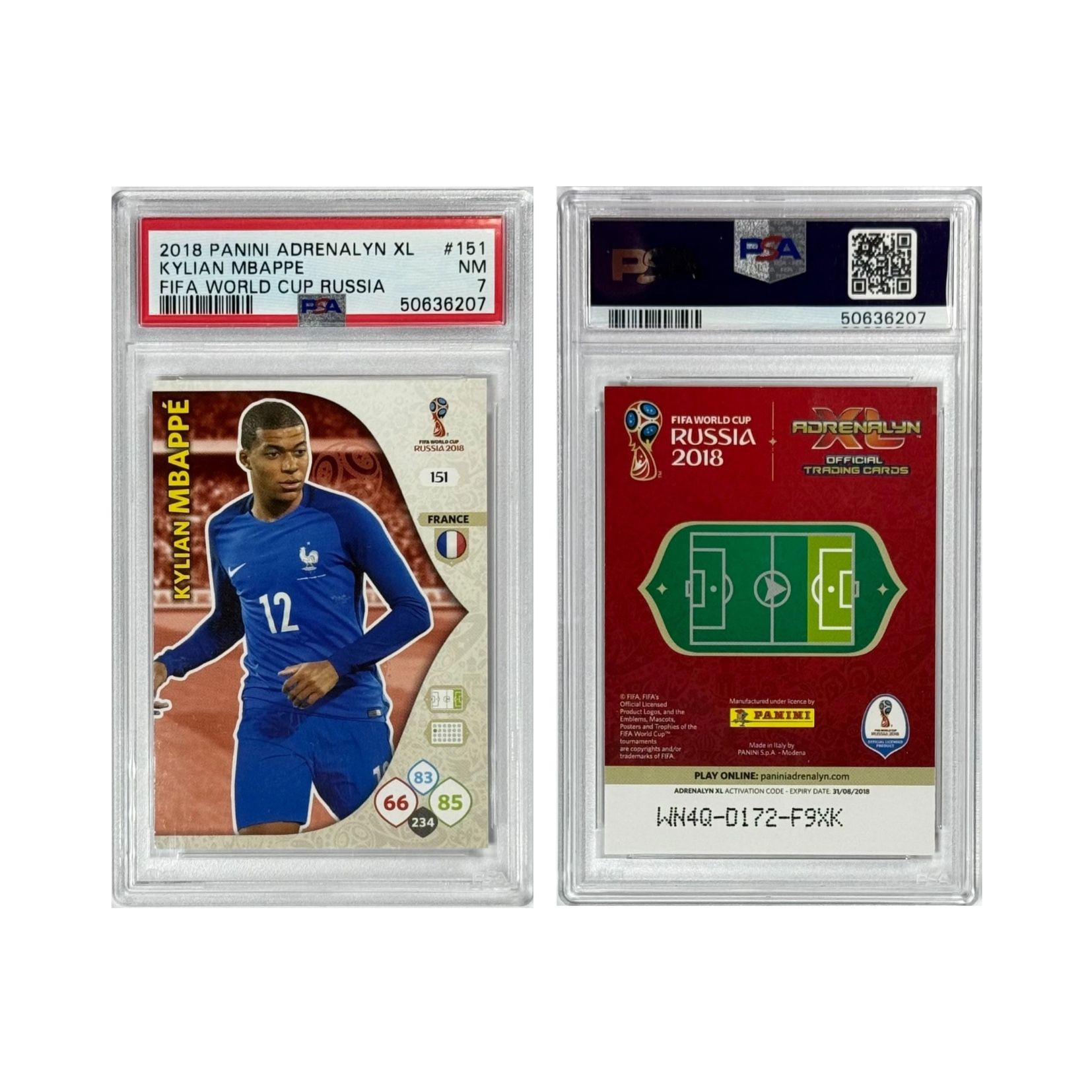 Kylian Mbappe 2018 Fifa World Cup Russia Panini Adrenalyn XL #151 PSA 7 (NM-MT) Football Card