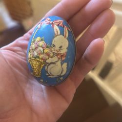 Marie lithograph antique Easter egg candy container