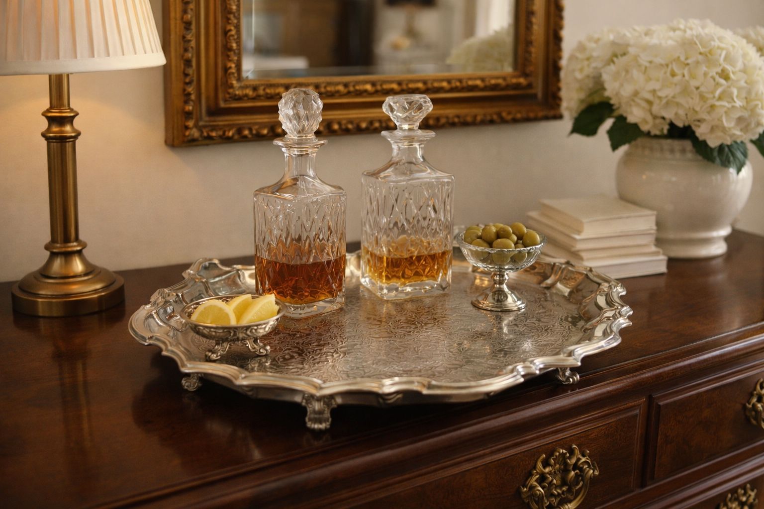 Leonard Silver USA 1950s Large Footed Ornate Silverplate Serving Tray, 14x11x2”