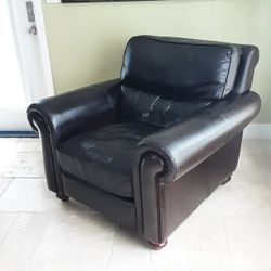 Genuine Leather Chair & Ottoman