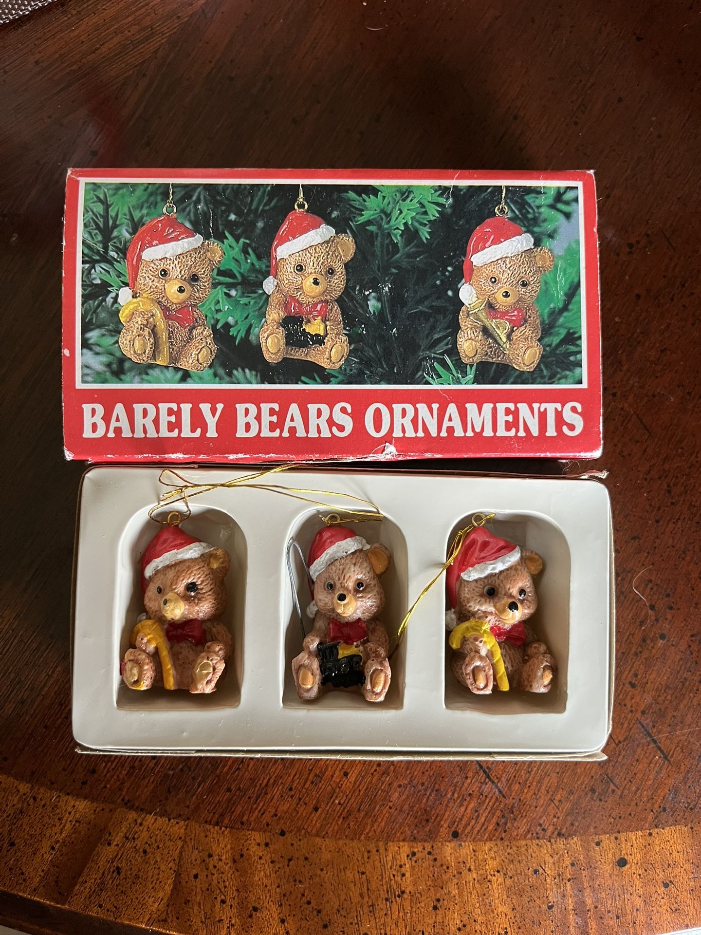 Antique Barley Bears Hand Painted Ornaments