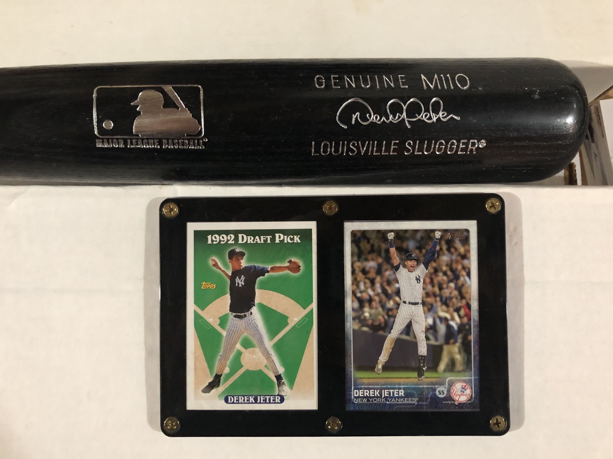 Derek Jeter Topps Baseball Cards and Bat