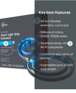 GE Cync Smart LED Light Strip Extension Only, Color Changing Indoor Lights, Corded Electric, 40inc