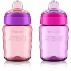 Philips AVENT My Easy Sippy Cup With Soft Spout And Spill-Proof Design, Pink/Purple, 9oz