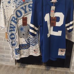 Both New Dallas Cowboys Mitchell And Ness Jersey And Shirt $190 No Less Pick Up In Mesquite 