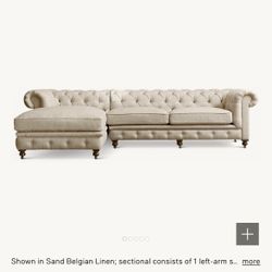Restoration Hardware Kensington Right Arm Chaise Sofa 