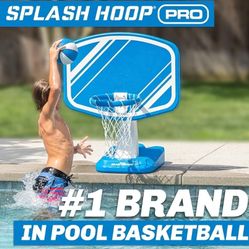 GoSports Splash Hoop Swimming Pool Basketball Game, Includes Poolside Water Basketball Hoop, 2 Balls and Pump