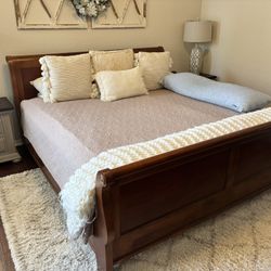 EUC King Sized Sleigh Bed & Wardrobe (Entertainment Cabinet)
