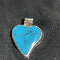 Sterling Silver Turquoise Heart Pendant Heart