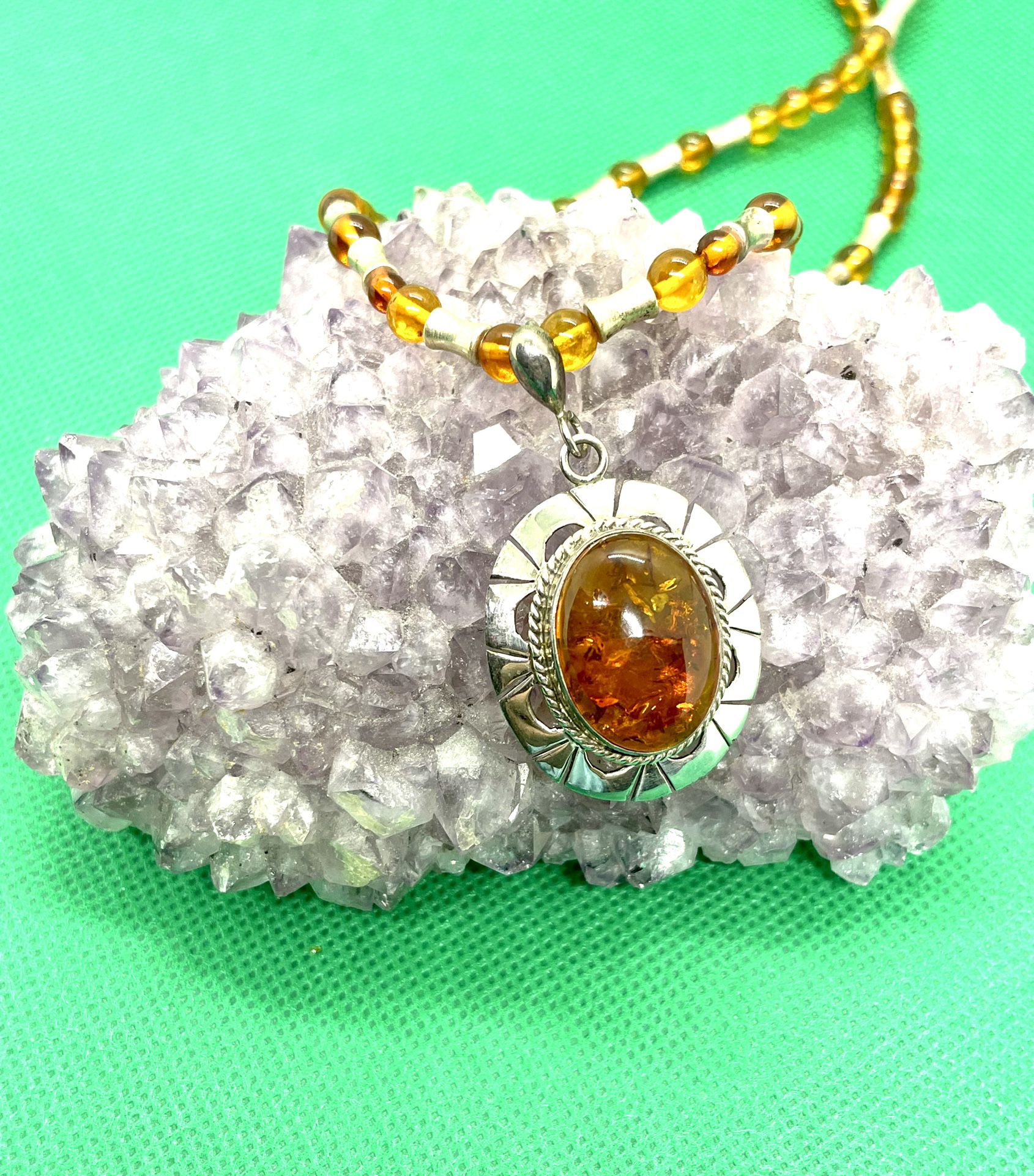 Sterling Amber Necklace 