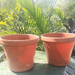 Terra Cotta Color Plastic Pots Set Of 2 10.5 " X 9"