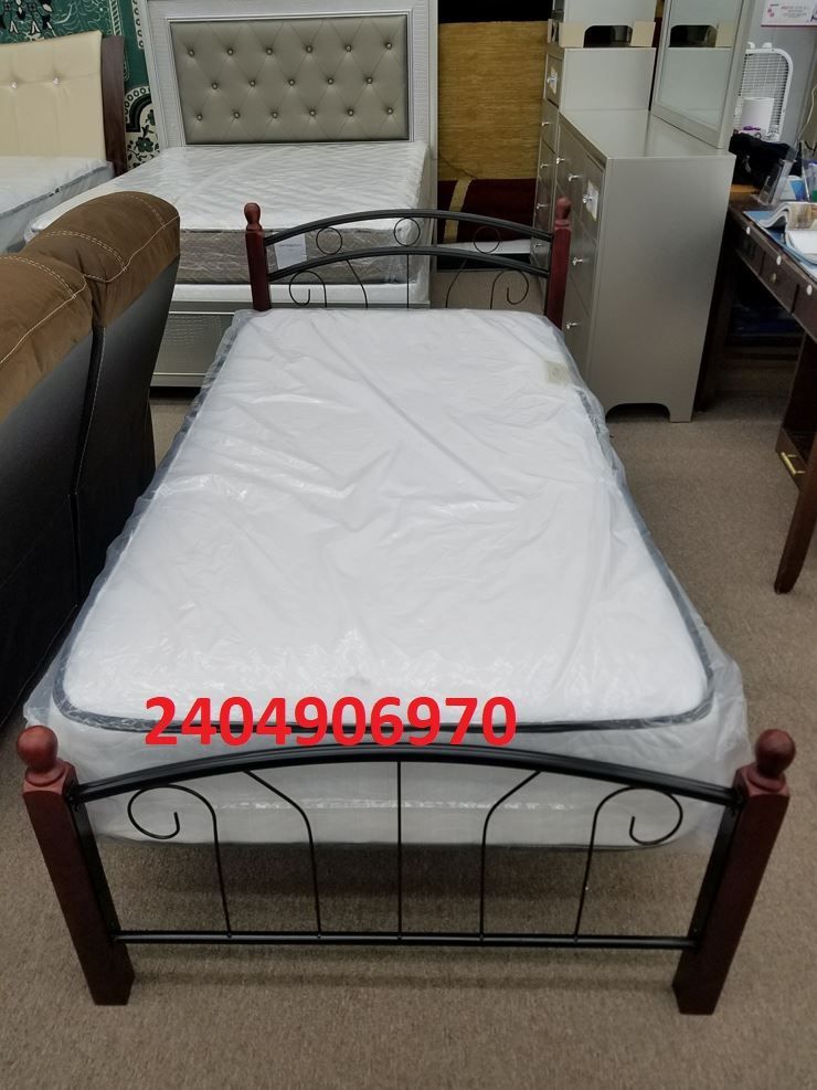 New in box twin size bed frame with mattress package special
