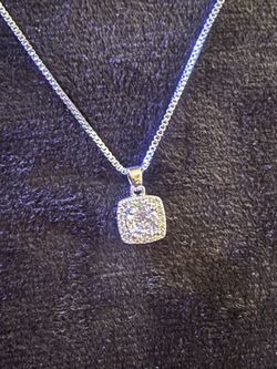 Real 2CT VVS1 Moissanite square design Necklace – Stamped .925 Silver (GRA Cert)