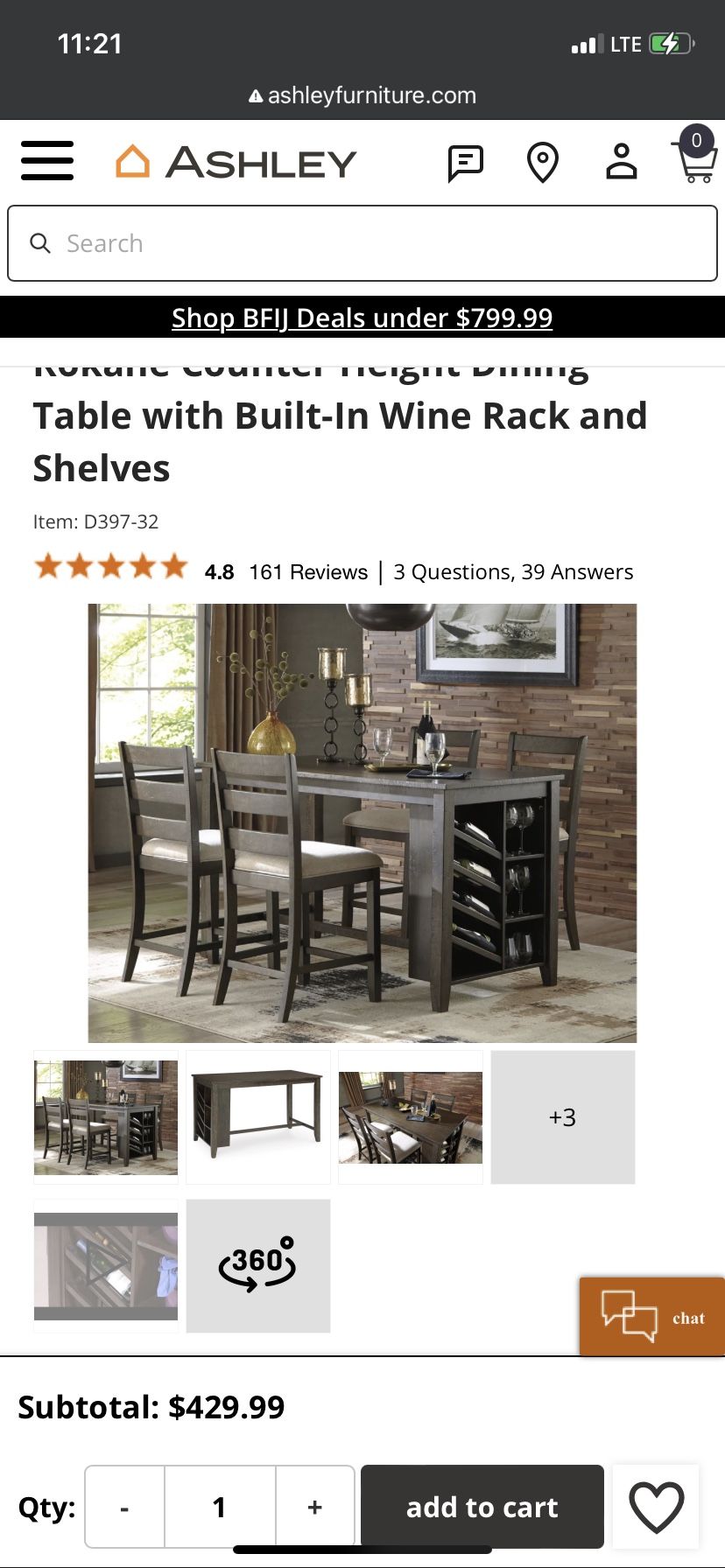 Ashley’s Counter Height Dining Table