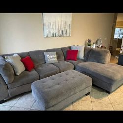 Gray Sectional Couch With Storage Ottoman From Jerome's 