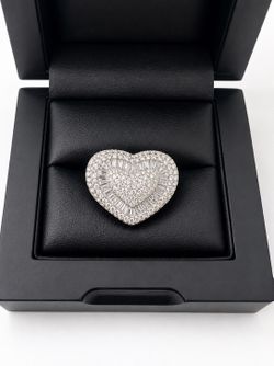 925 Sterling Silver 4.00CT MOISSANITE Heart Unisex Ring Size 8 or 9