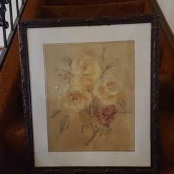 FRAMED "ROSE PRINT " WALL DECOR 