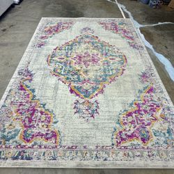 9x7 Colorful Vintage-Inspired Area Rug 