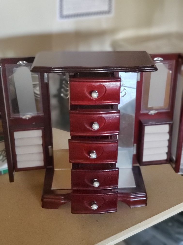 Wood Jewelry box with many compartments