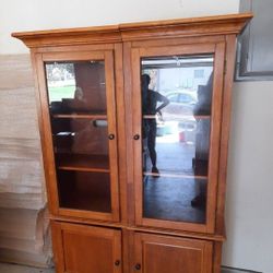 Glass Doors:  Real Wood Library Bookshelves:  Curio Cabinet (Your Choice): Storage Under Two Door Extra Shelf