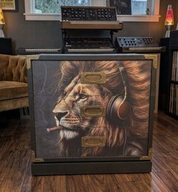 *Custom Upcycled* Lion Statement Nightstand / Side Table - Vintage Music Style